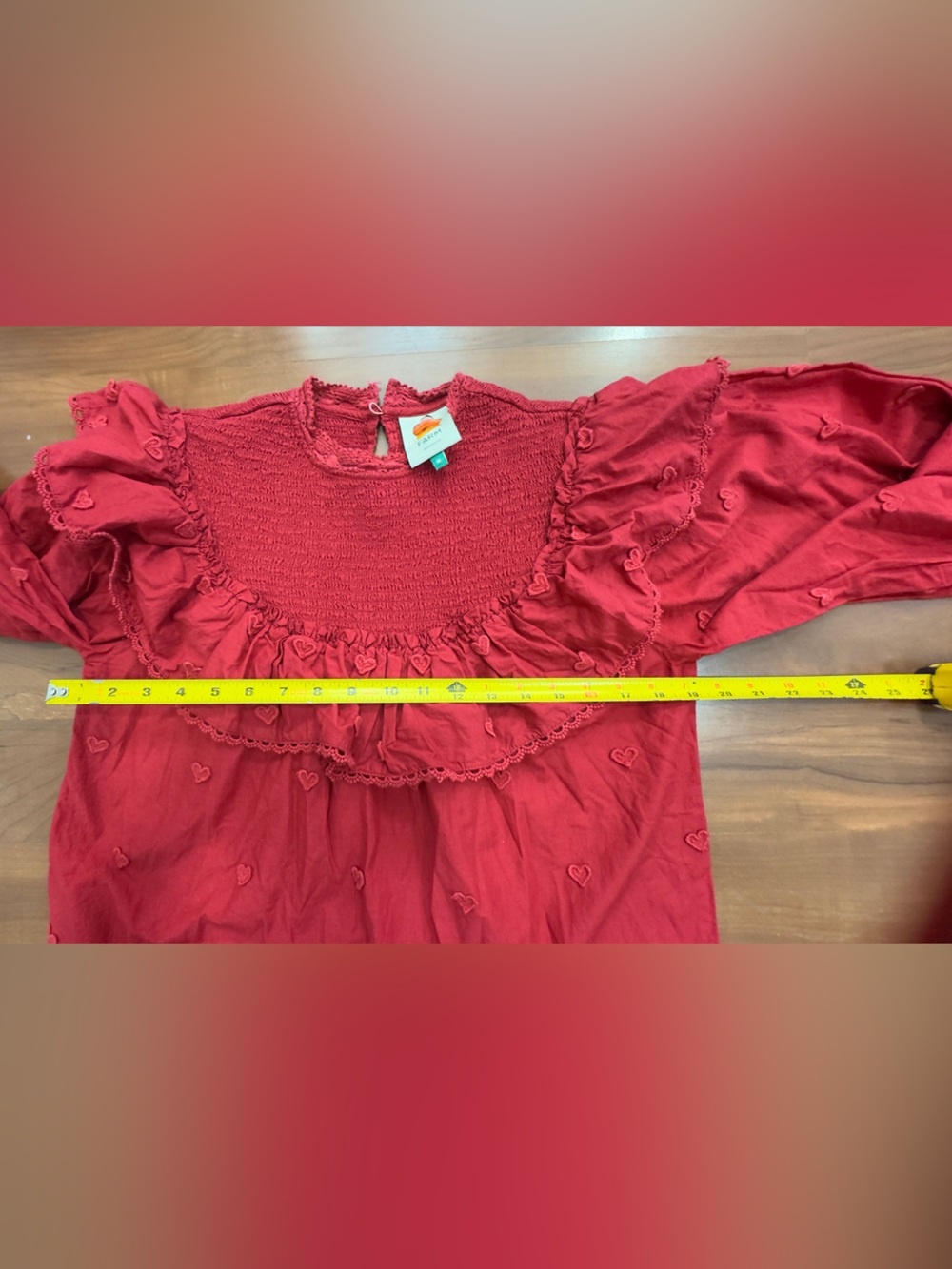 FARM Rio Red Ruffled Smocked Women's Top - Picture 7 of 11